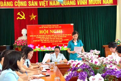 CHI BỘ TRƯỜNG MẦM NON TRUNG SƠN TỔ CHỨC HỘI NGHỊ THÔNG QUA DỰ THẢO BÁO CÁO KẾT QUẢ GIÁM SÁT ĐỐI VỚI CHI BỘ VÀ CÁ NHÂN ĐỒNG CHÍ BÍ THƯ, PHÓ BÍ THƯ CHI BỘ